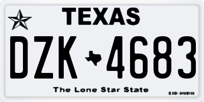 TX license plate DZK4683