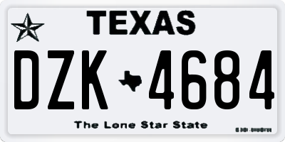 TX license plate DZK4684