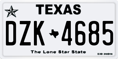 TX license plate DZK4685