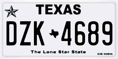 TX license plate DZK4689