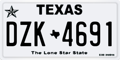 TX license plate DZK4691