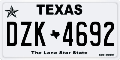 TX license plate DZK4692