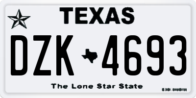 TX license plate DZK4693