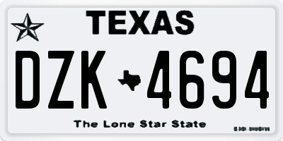 TX license plate DZK4694