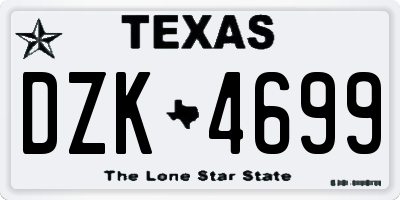 TX license plate DZK4699