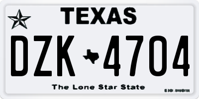 TX license plate DZK4704