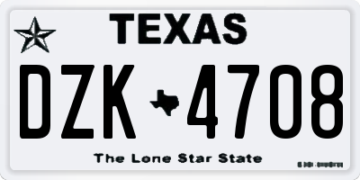 TX license plate DZK4708