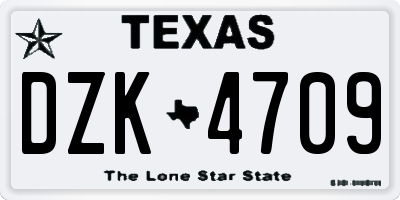 TX license plate DZK4709