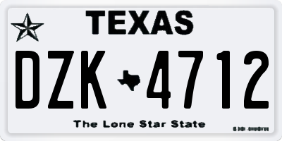 TX license plate DZK4712