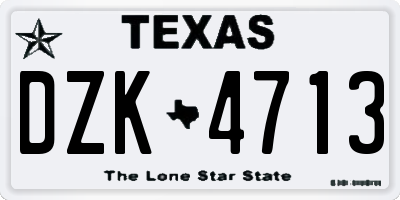 TX license plate DZK4713