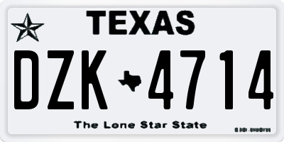 TX license plate DZK4714