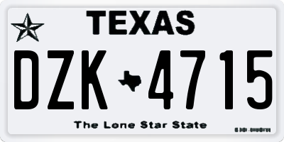 TX license plate DZK4715