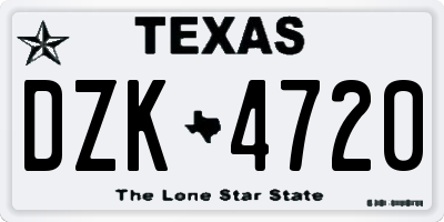 TX license plate DZK4720