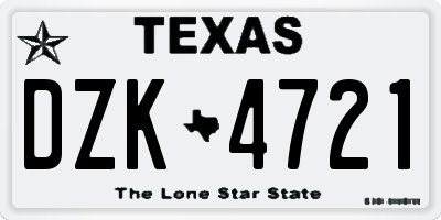 TX license plate DZK4721