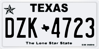 TX license plate DZK4723