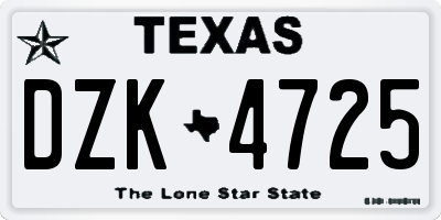 TX license plate DZK4725