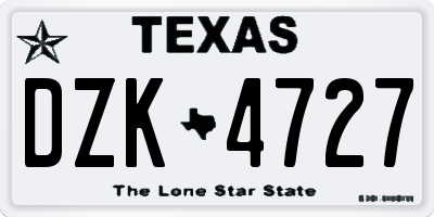 TX license plate DZK4727