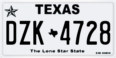 TX license plate DZK4728