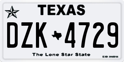 TX license plate DZK4729