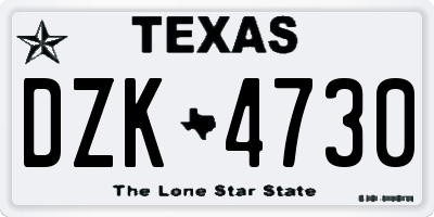 TX license plate DZK4730
