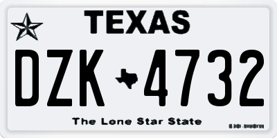 TX license plate DZK4732