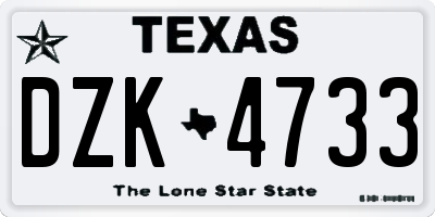 TX license plate DZK4733