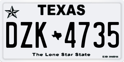 TX license plate DZK4735