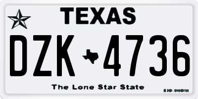 TX license plate DZK4736