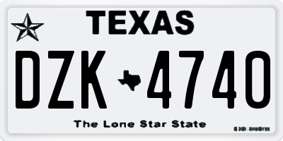 TX license plate DZK4740