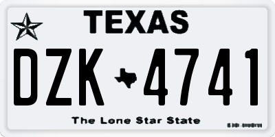 TX license plate DZK4741
