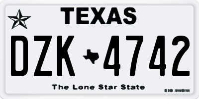 TX license plate DZK4742