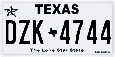 TX license plate DZK4744
