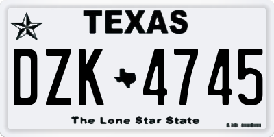 TX license plate DZK4745