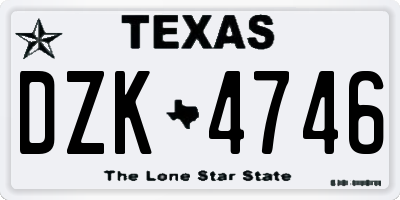 TX license plate DZK4746
