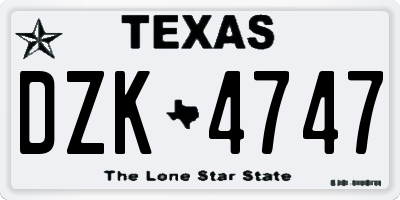 TX license plate DZK4747