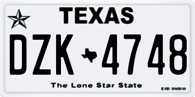 TX license plate DZK4748