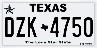 TX license plate DZK4750