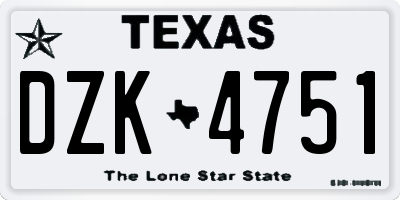 TX license plate DZK4751