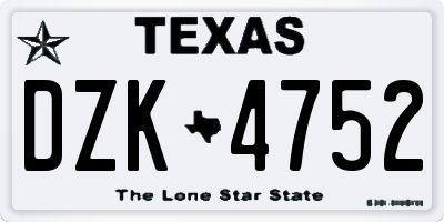 TX license plate DZK4752