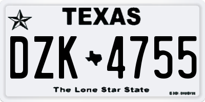 TX license plate DZK4755
