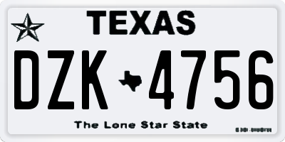 TX license plate DZK4756