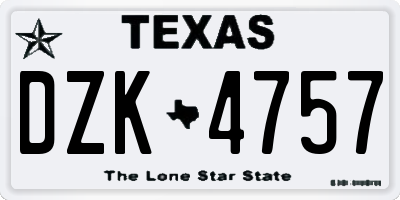 TX license plate DZK4757