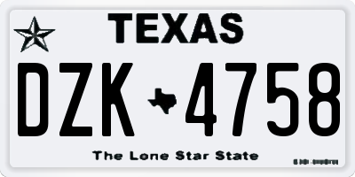TX license plate DZK4758