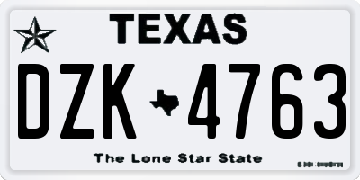 TX license plate DZK4763