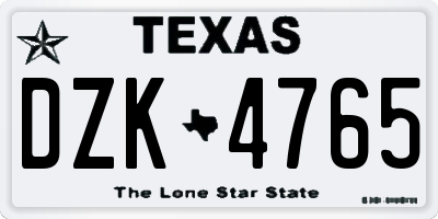 TX license plate DZK4765