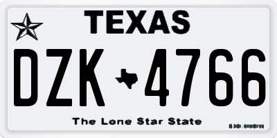 TX license plate DZK4766