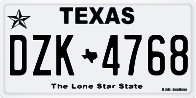 TX license plate DZK4768