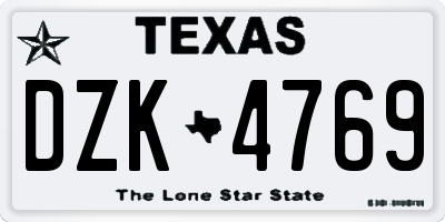 TX license plate DZK4769