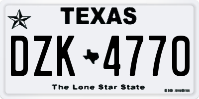 TX license plate DZK4770