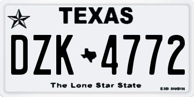 TX license plate DZK4772
